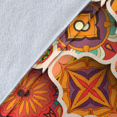 Mandala Mosaic Themed Design Print Fleece Blanket