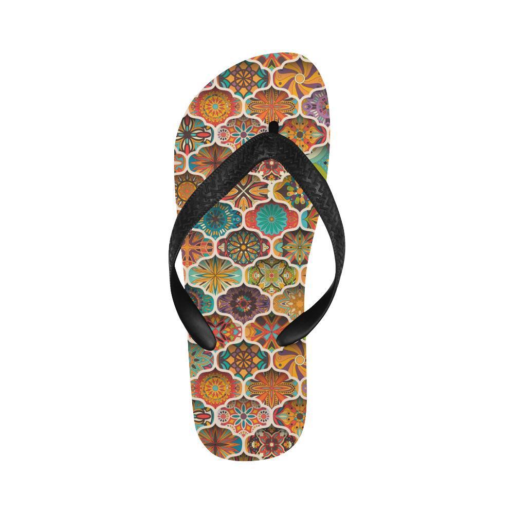 Mandala Mosaic Themed Design Print Flip Flops-JTAMIGO.COM