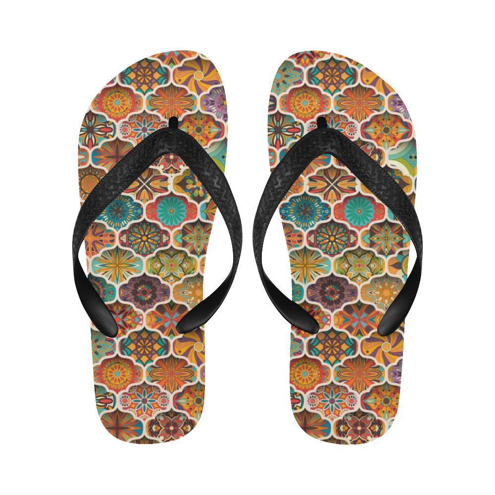 Mandala Mosaic Themed Design Print Flip Flops-JTAMIGO.COM