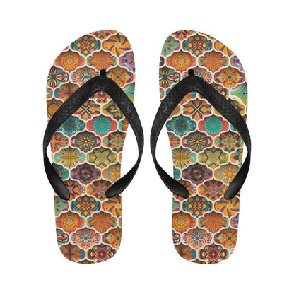 Mandala Mosaic Themed Design Print Flip Flops-JTAMIGO.COM