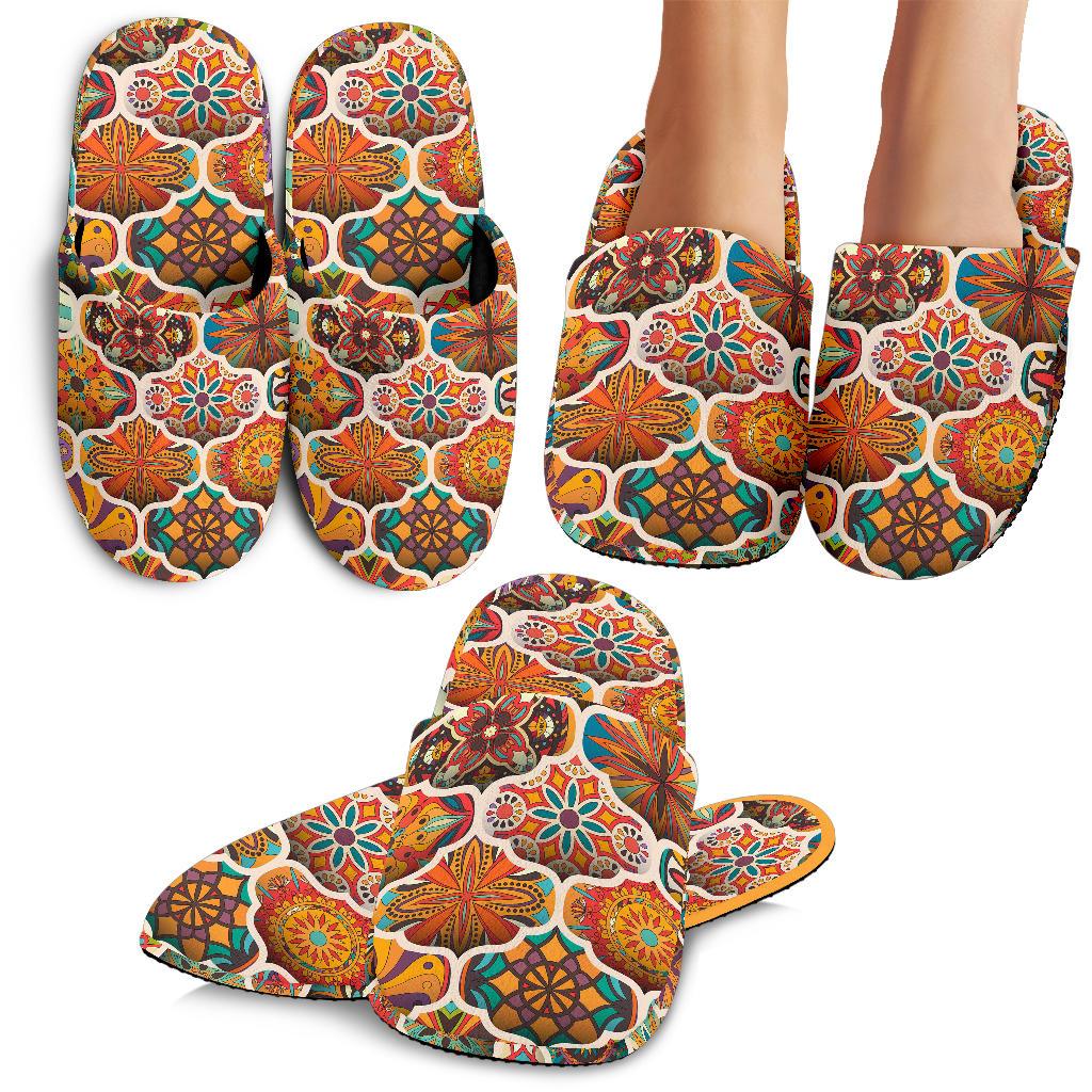 Mandala Mosaic Themed Design Print House Slippers