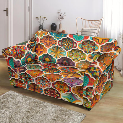 Mandala Mosaic Themed Design Print Loveseat Slipcover-JTAMIGO.COM
