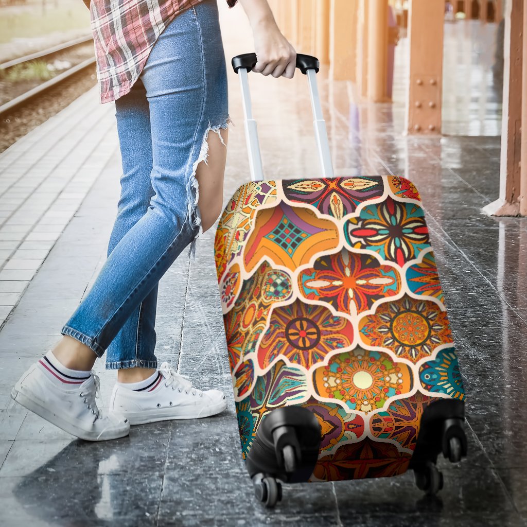 Mandala Mosaic Themed Design Print Luggage Cover Protector