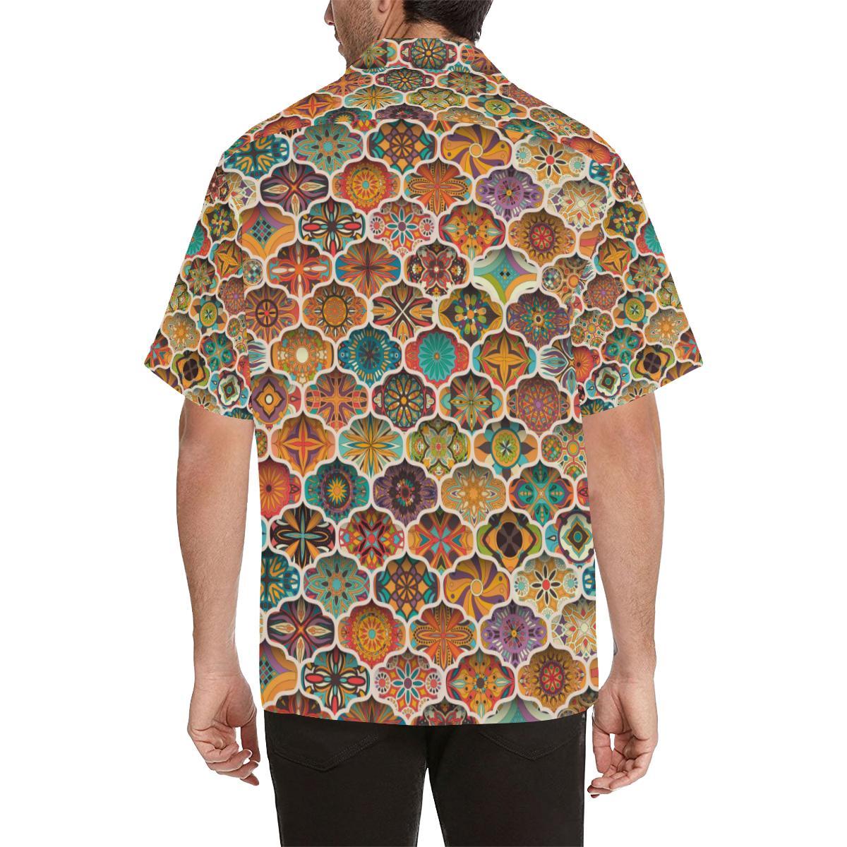 Mandala Mosaic Themed Design Print Men Aloha Hawaiian Shirt