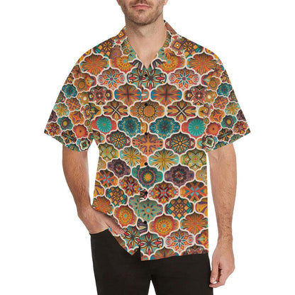 Mandala Mosaic Themed Design Print Men Aloha Hawaiian Shirt