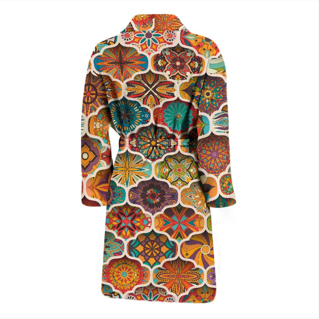 Mandala Mosaic Themed Design Print Men Bath Robe-JTAMIGO.COM