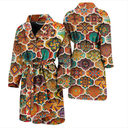 Mandala Mosaic Themed Design Print Men Bath Robe-JTAMIGO.COM