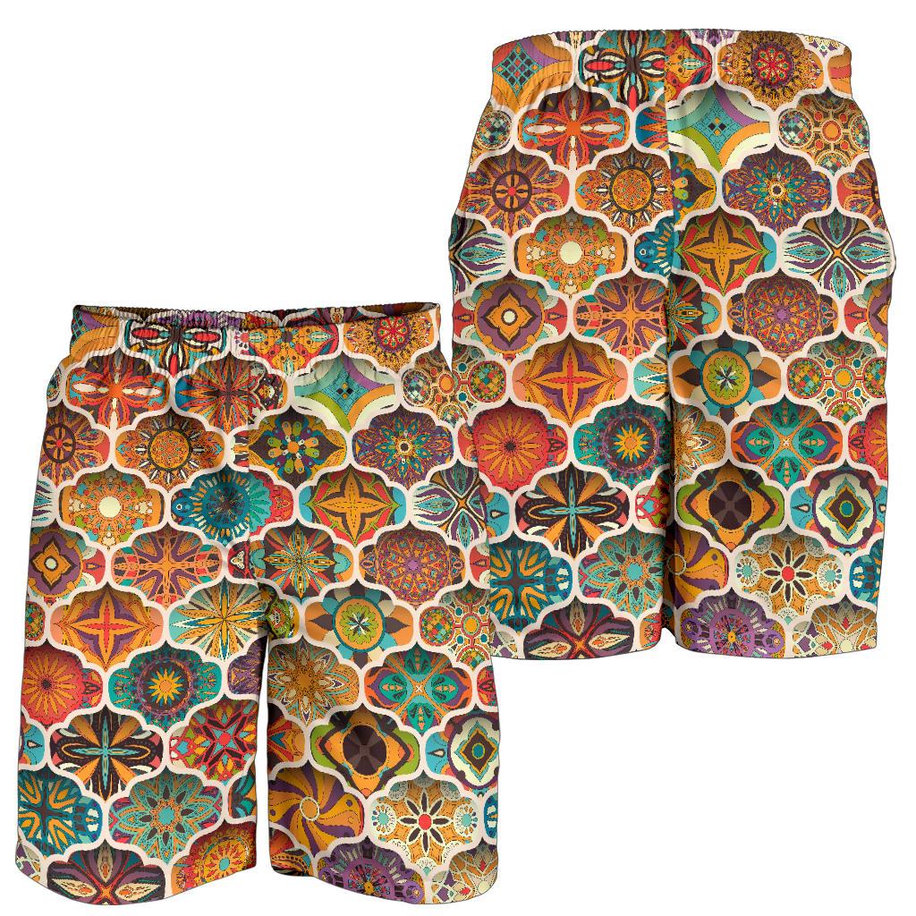 Mandala Mosaic Themed Design Print Mens Shorts-JTAMIGO.COM