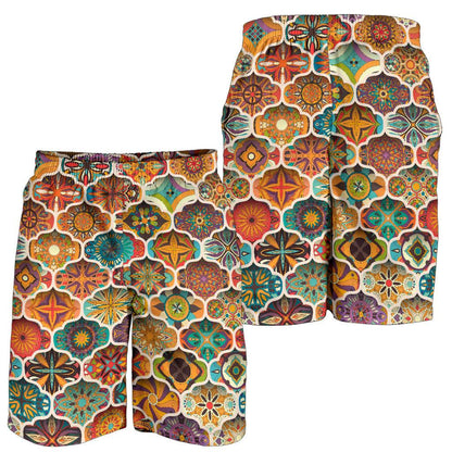 Mandala Mosaic Themed Design Print Mens Shorts-JTAMIGO.COM