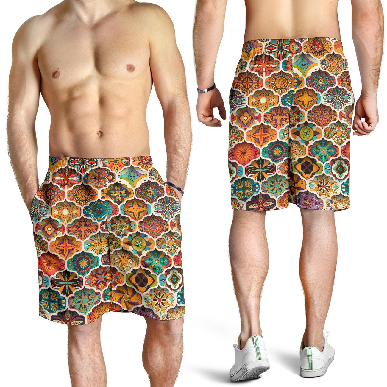 Mandala Mosaic Themed Design Print Mens Shorts-JTAMIGO.COM