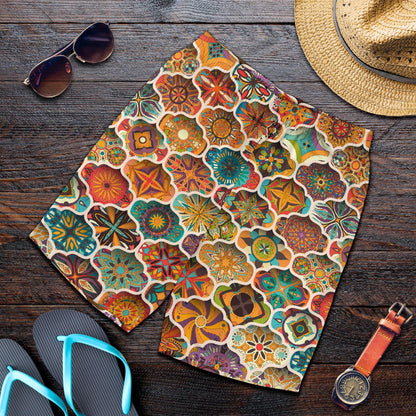 Mandala Mosaic Themed Design Print Mens Shorts-JTAMIGO.COM