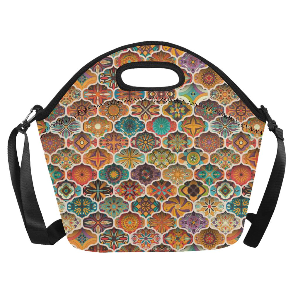 Mandala Mosaic Themed Design Print Neoprene Lunch Bag (Model 1669)(Large)-JTAMIGO.COM