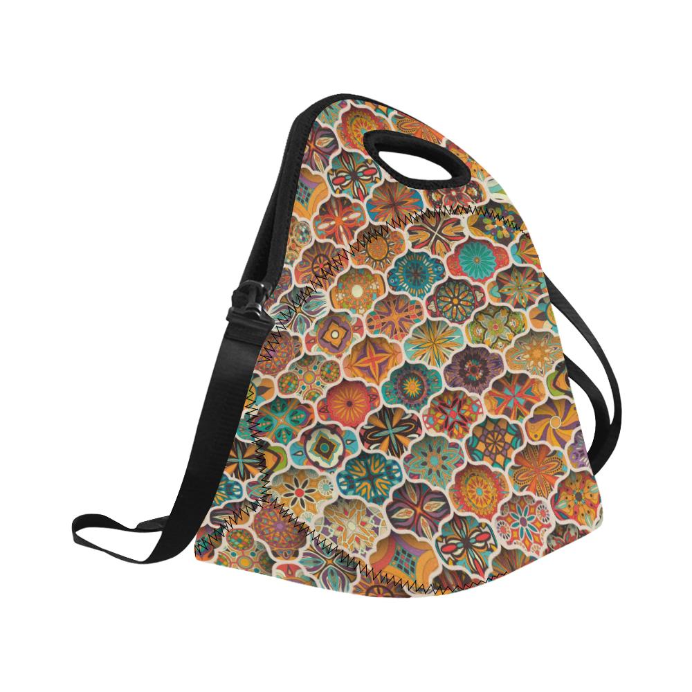 Mandala Mosaic Themed Design Print Neoprene Lunch Bag (Model 1669)(Large)-JTAMIGO.COM