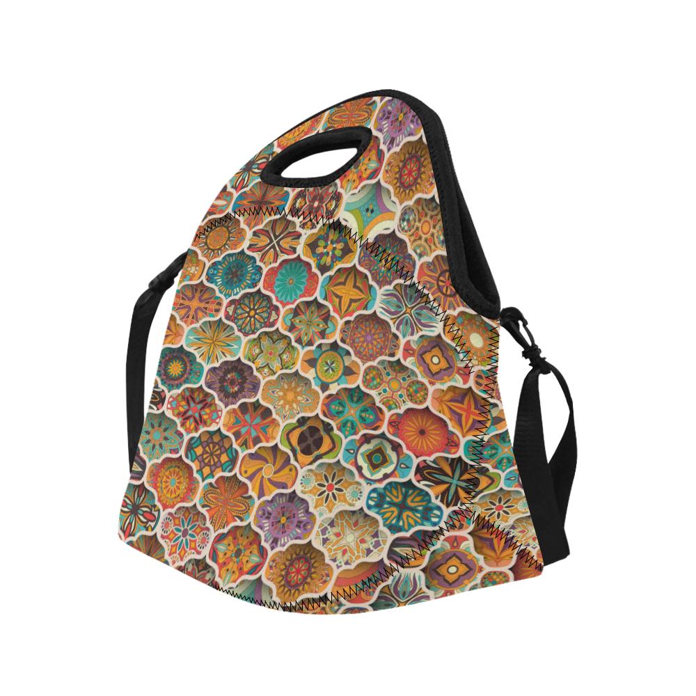 Mandala Mosaic Themed Design Print Neoprene Lunch Bag (Model 1669)(Large)-JTAMIGO.COM