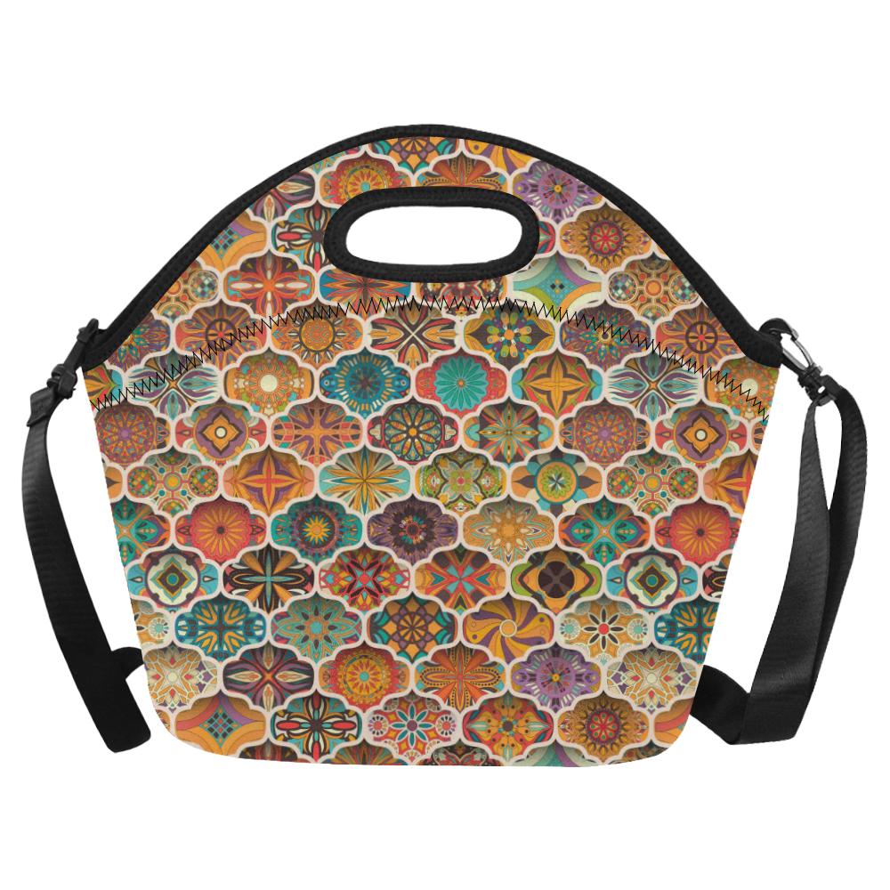 Mandala Mosaic Themed Design Print Neoprene Lunch Bag (Model 1669)(Large)-JTAMIGO.COM