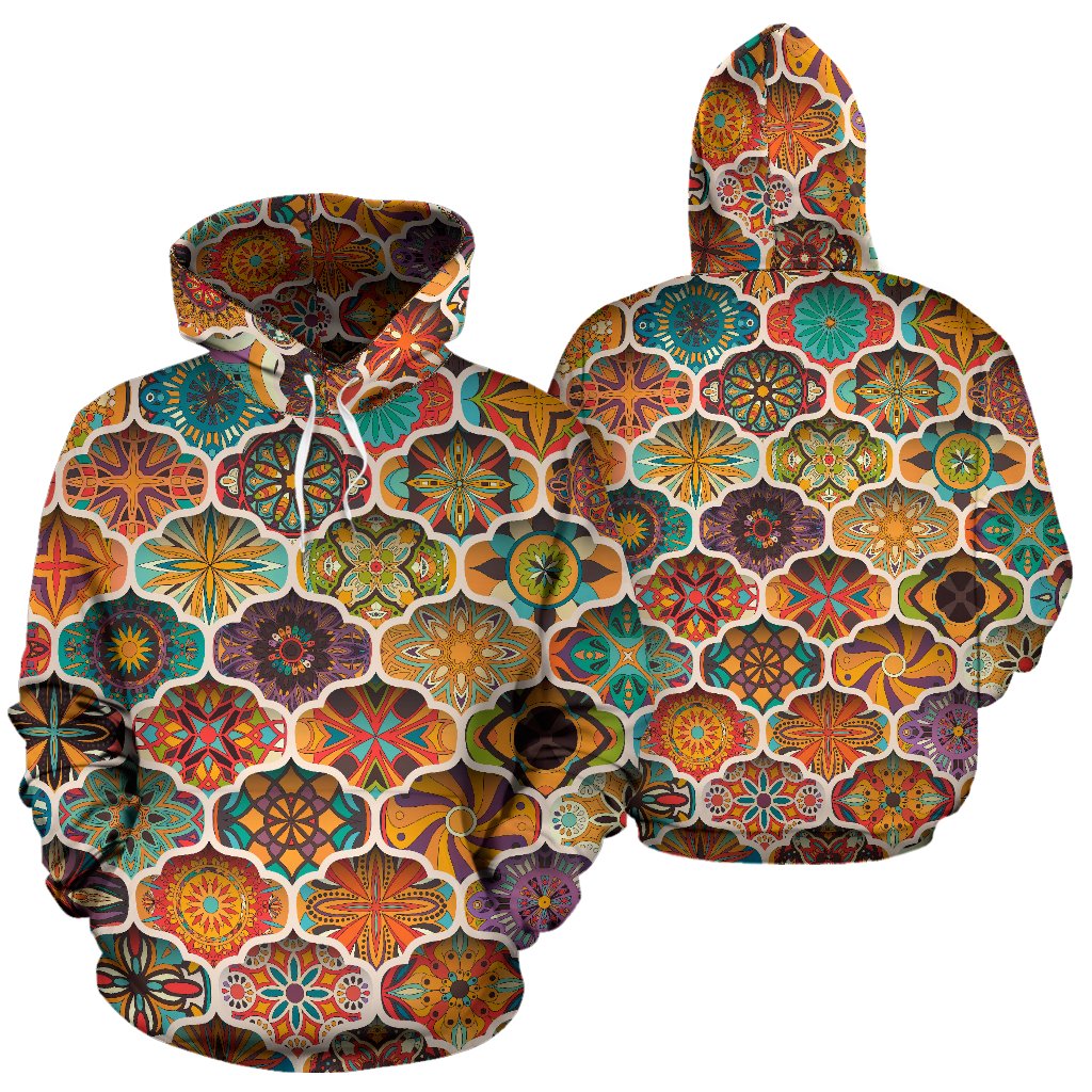 Mandala Mosaic Themed Design Print Pullover Hoodie