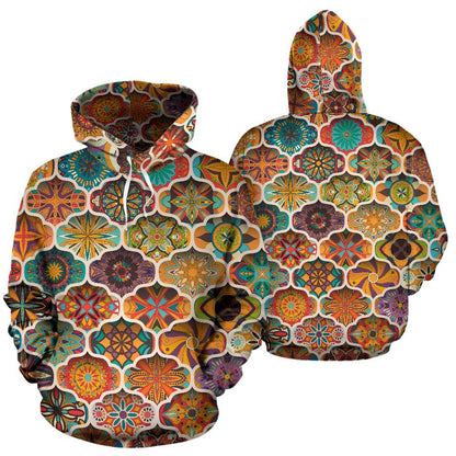 Mandala Mosaic Themed Design Print Pullover Hoodie