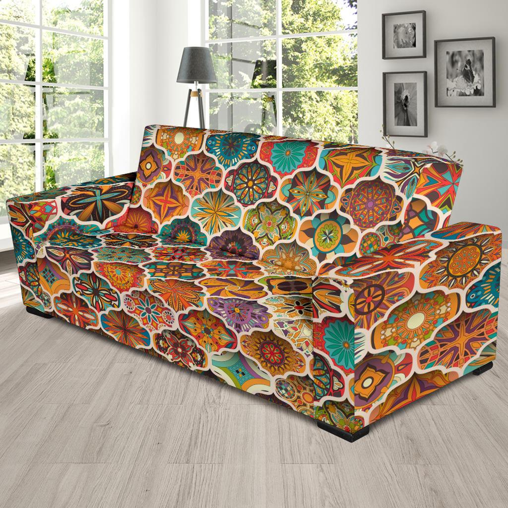 Mandala Mosaic Themed Design Print Sofa Slipcover-JTAMIGO.COM