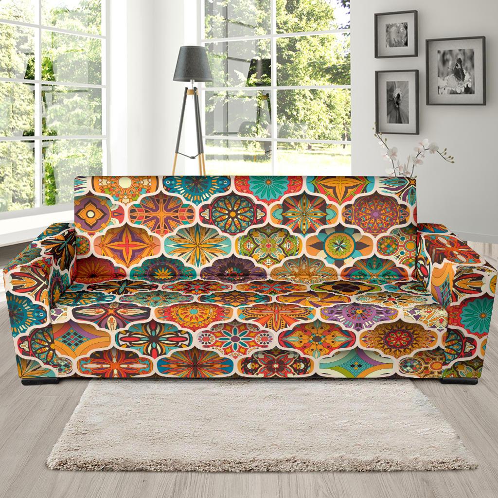 Mandala Mosaic Themed Design Print Sofa Slipcover-JTAMIGO.COM