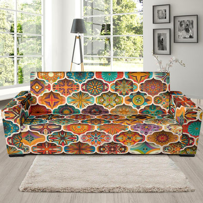 Mandala Mosaic Themed Design Print Sofa Slipcover-JTAMIGO.COM