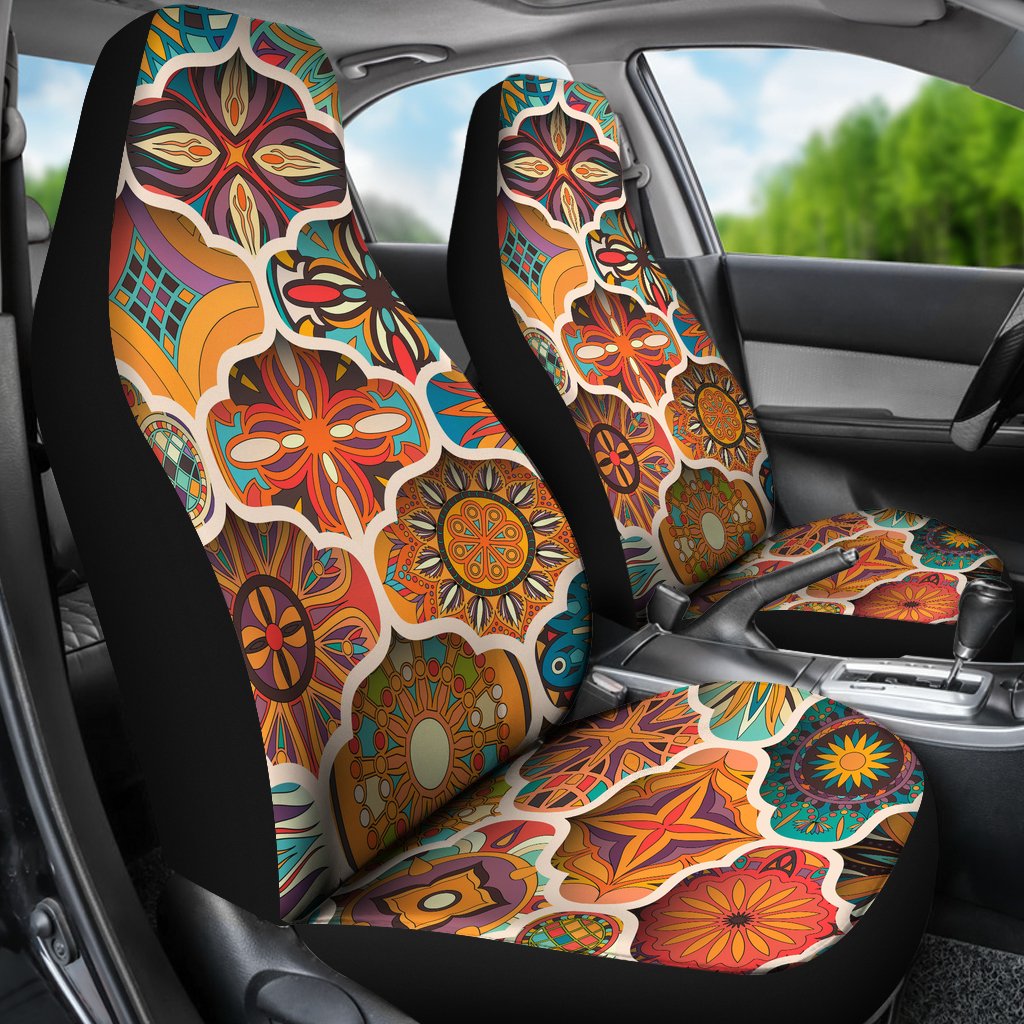 Mandala Mosaic Themed Design Print Universal Fit Car Seat Covers