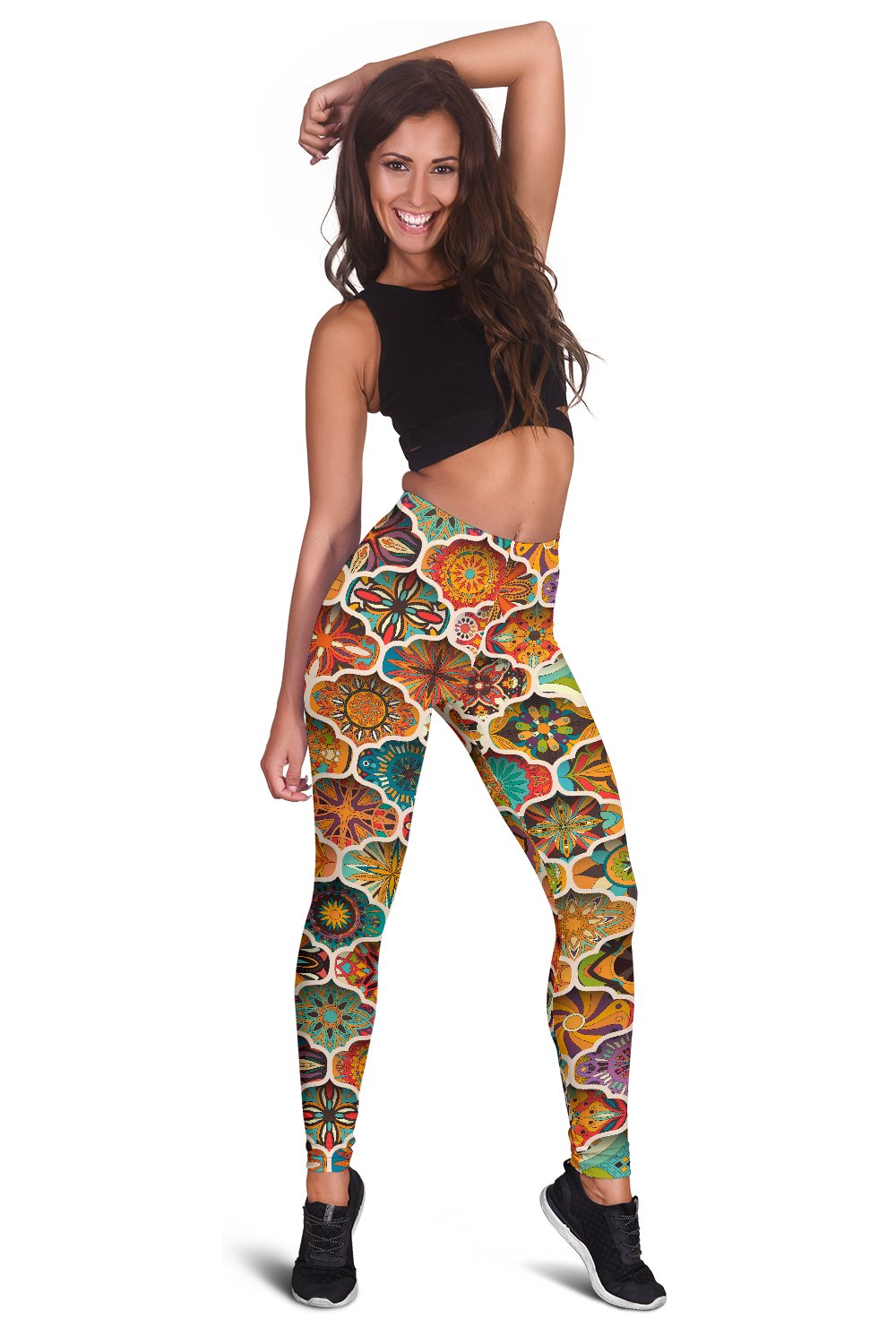 Mandala Mosaic Themed Design Print Women Leggings