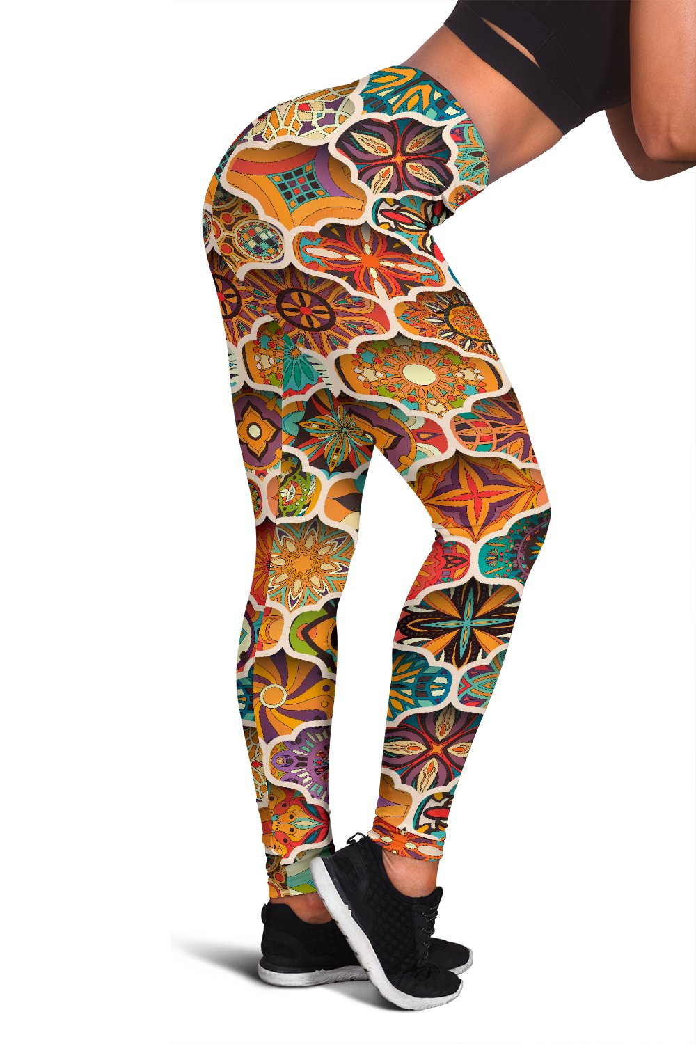 Mandala Mosaic Themed Design Print Women Leggings