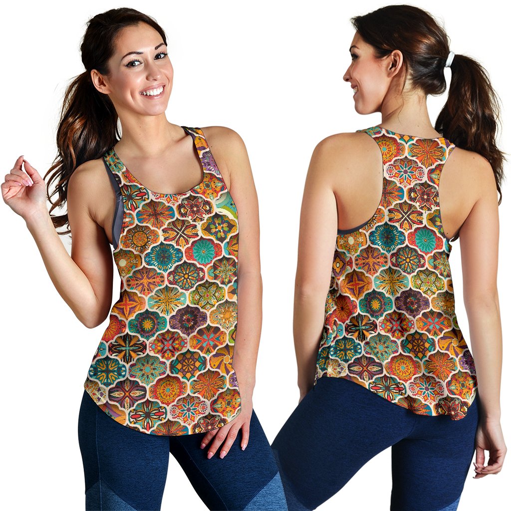 Mandala Mosaic Themed Design Print Women Racerback Tank Top