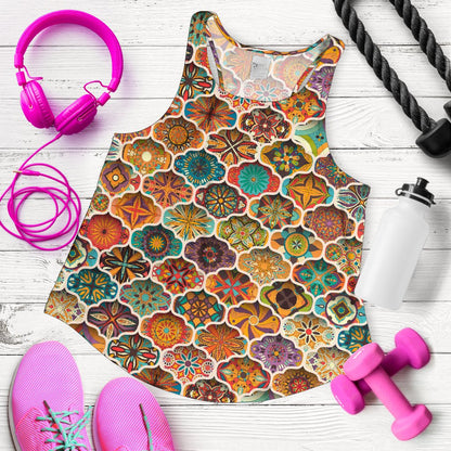 Mandala Mosaic Themed Design Print Women Racerback Tank Top