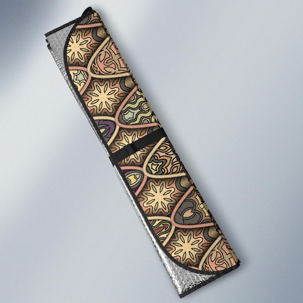 Mandala Motif Themed Design Print Car Sun Shade For Windshield