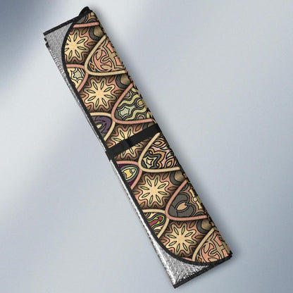 Mandala Motif Themed Design Print Car Sun Shade For Windshield