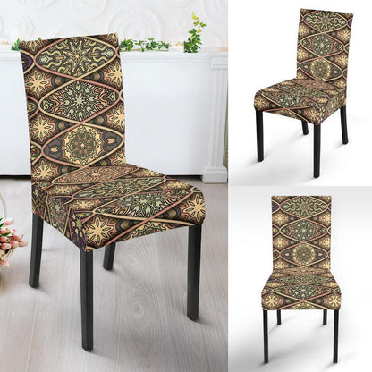 Mandala Motif Themed Design Print Dining Chair Slipcover-JTAMIGO.COM