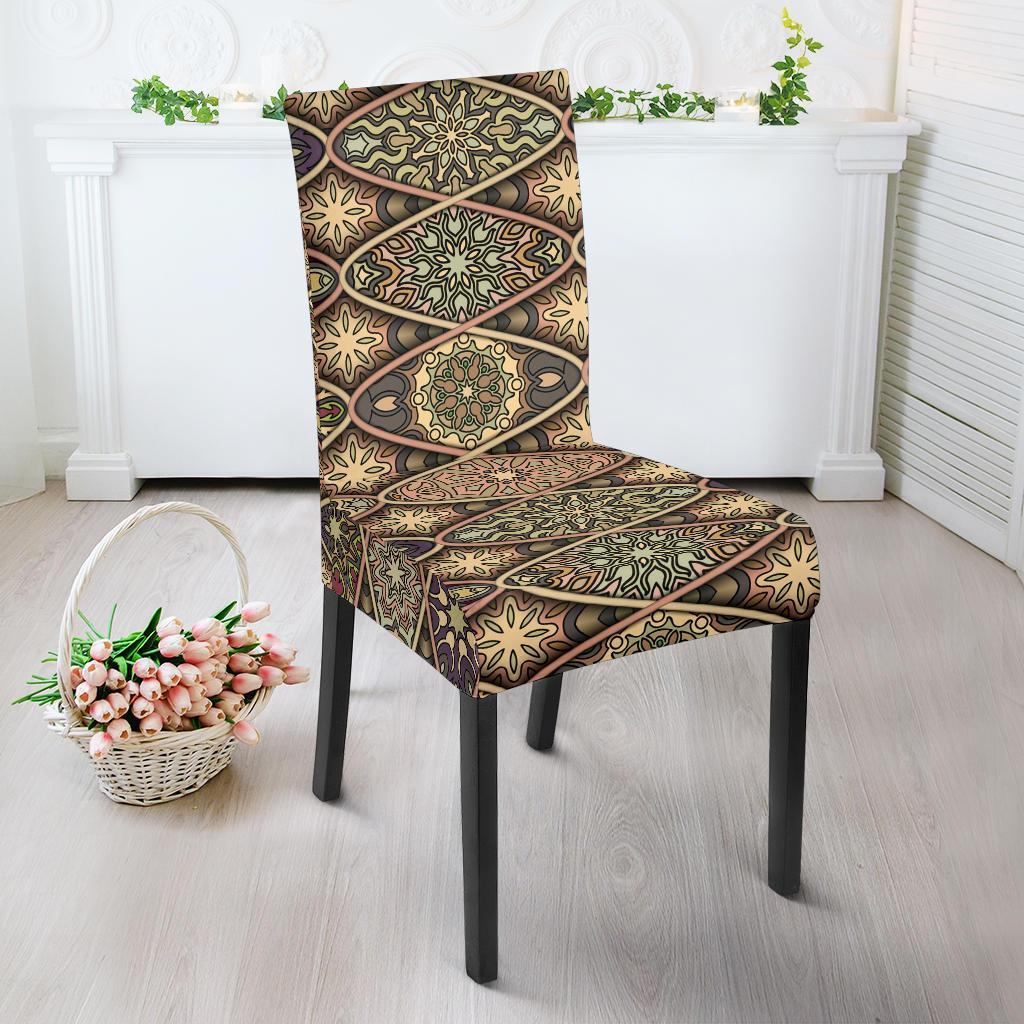 Mandala Motif Themed Design Print Dining Chair Slipcover-JTAMIGO.COM