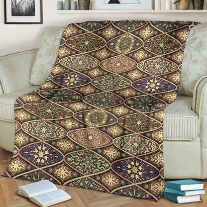 Mandala Motif Themed Design Print Fleece Blanket