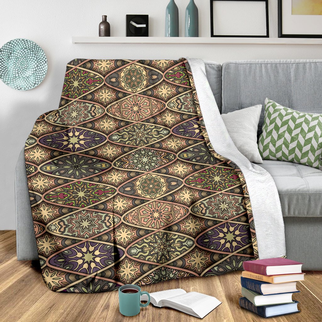 Mandala Motif Themed Design Print Fleece Blanket