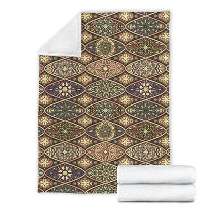 Mandala Motif Themed Design Print Fleece Blanket