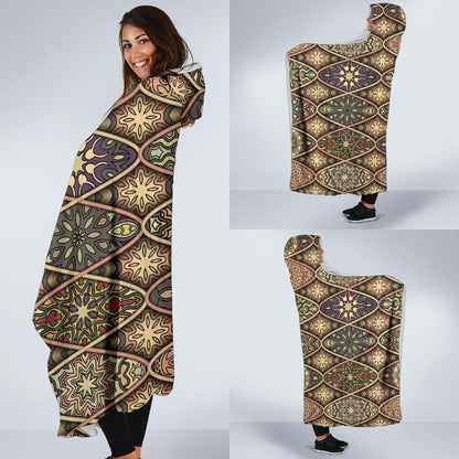 Mandala Motif Themed Design Print Hooded Blanket-JTAMIGO.COM