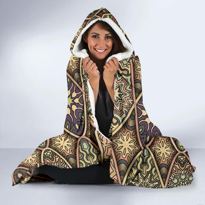 Mandala Motif Themed Design Print Hooded Blanket-JTAMIGO.COM