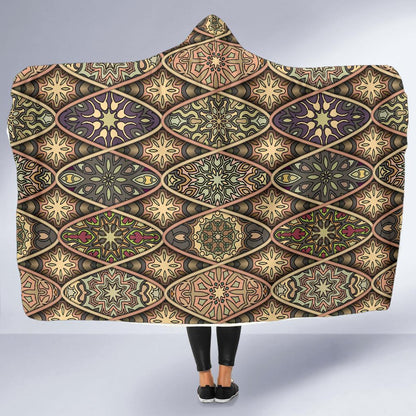 Mandala Motif Themed Design Print Hooded Blanket-JTAMIGO.COM