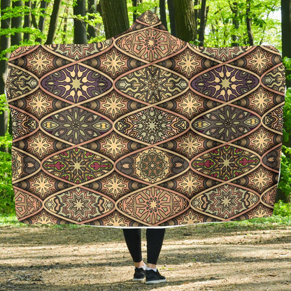 Mandala Motif Themed Design Print Hooded Blanket-JTAMIGO.COM