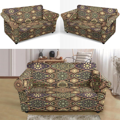 Mandala Motif Themed Design Print Loveseat Slipcover-JTAMIGO.COM