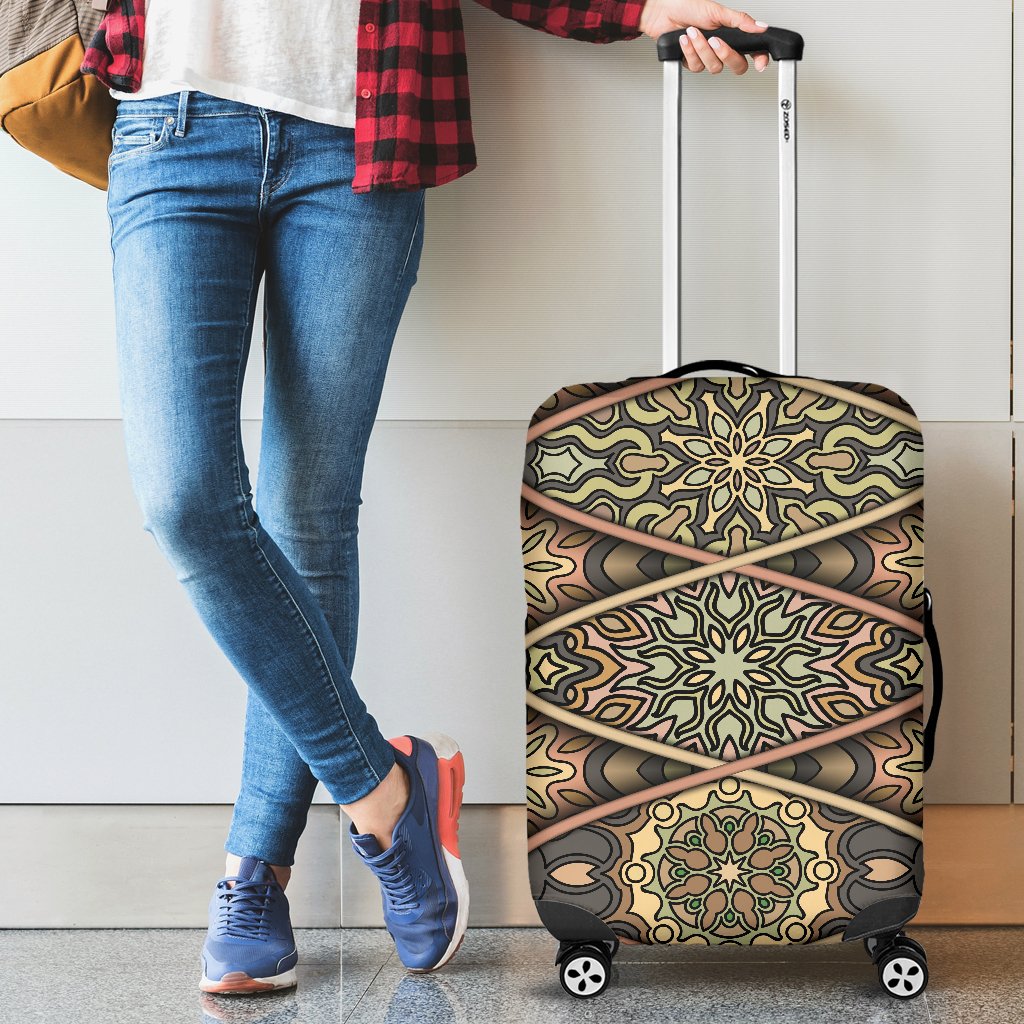 Mandala Motif Themed Design Print Luggage Cover Protector