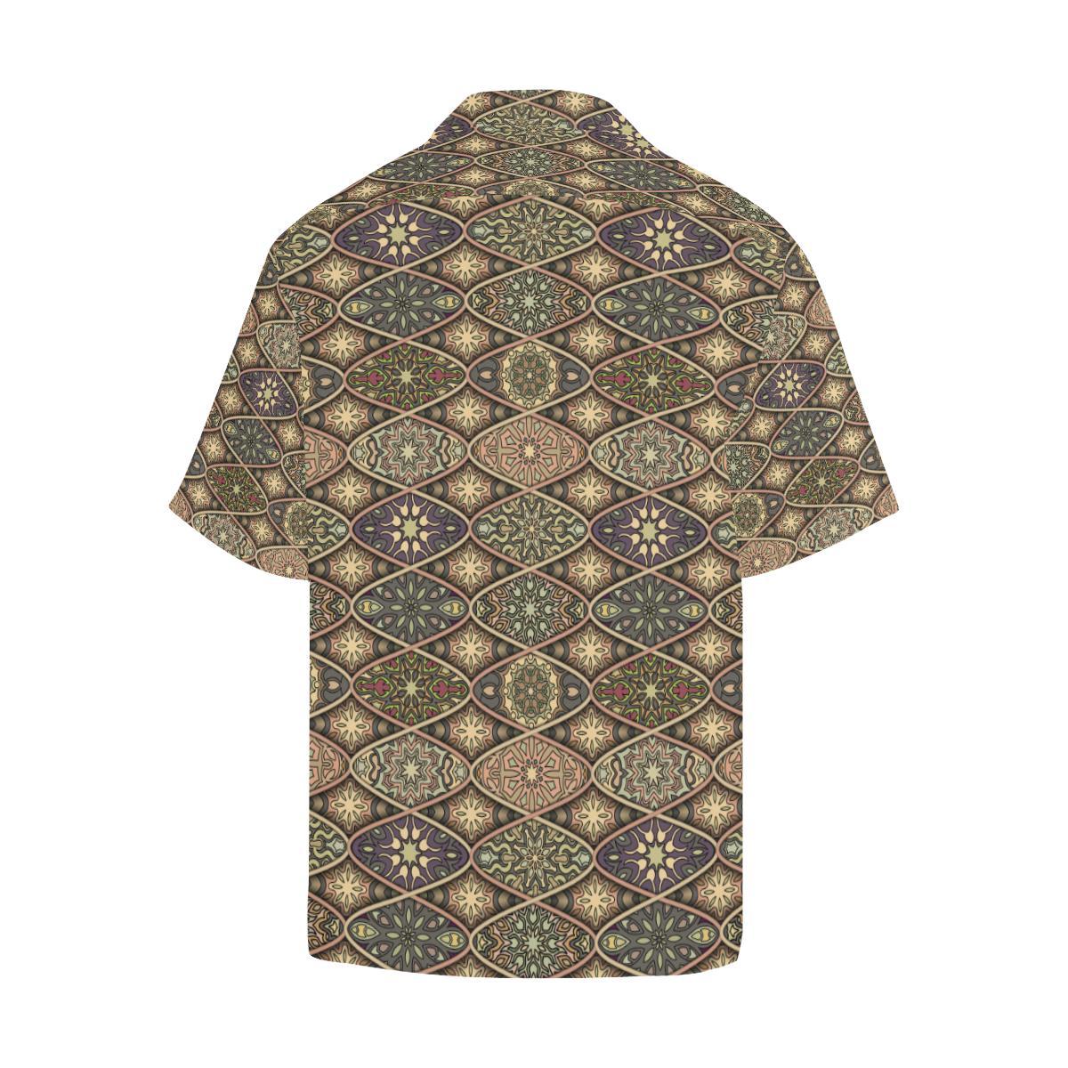 Mandala Motif Themed Design Print Men Aloha Hawaiian Shirt