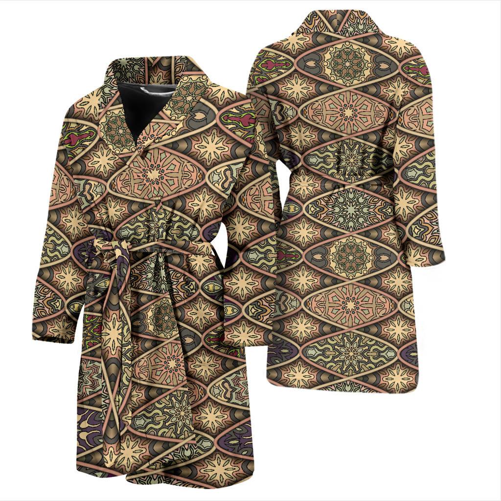 Mandala Motif Themed Design Print Men Bath Robe-JTAMIGO.COM