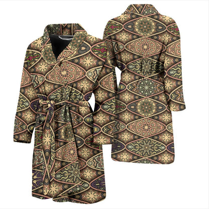 Mandala Motif Themed Design Print Men Bath Robe-JTAMIGO.COM