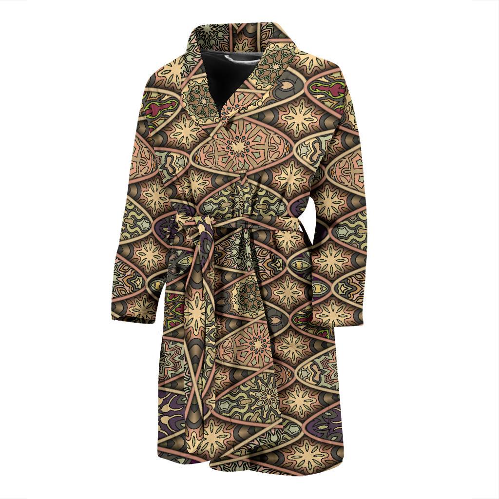 Mandala Motif Themed Design Print Men Bath Robe-JTAMIGO.COM