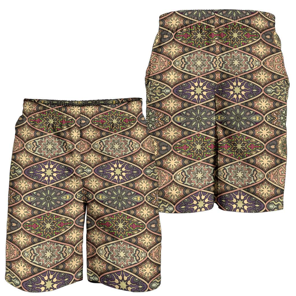 Mandala Motif Themed Design Print Mens Shorts-JTAMIGO.COM
