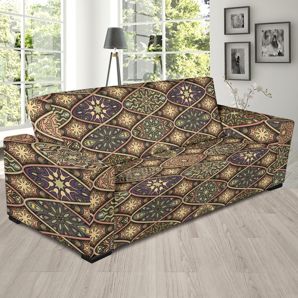 Mandala Motif Themed Design Print Sofa Slipcover-JTAMIGO.COM