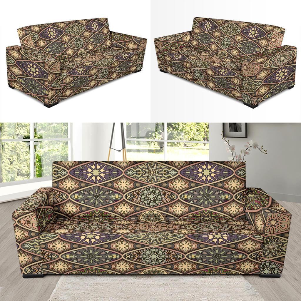Mandala Motif Themed Design Print Sofa Slipcover-JTAMIGO.COM