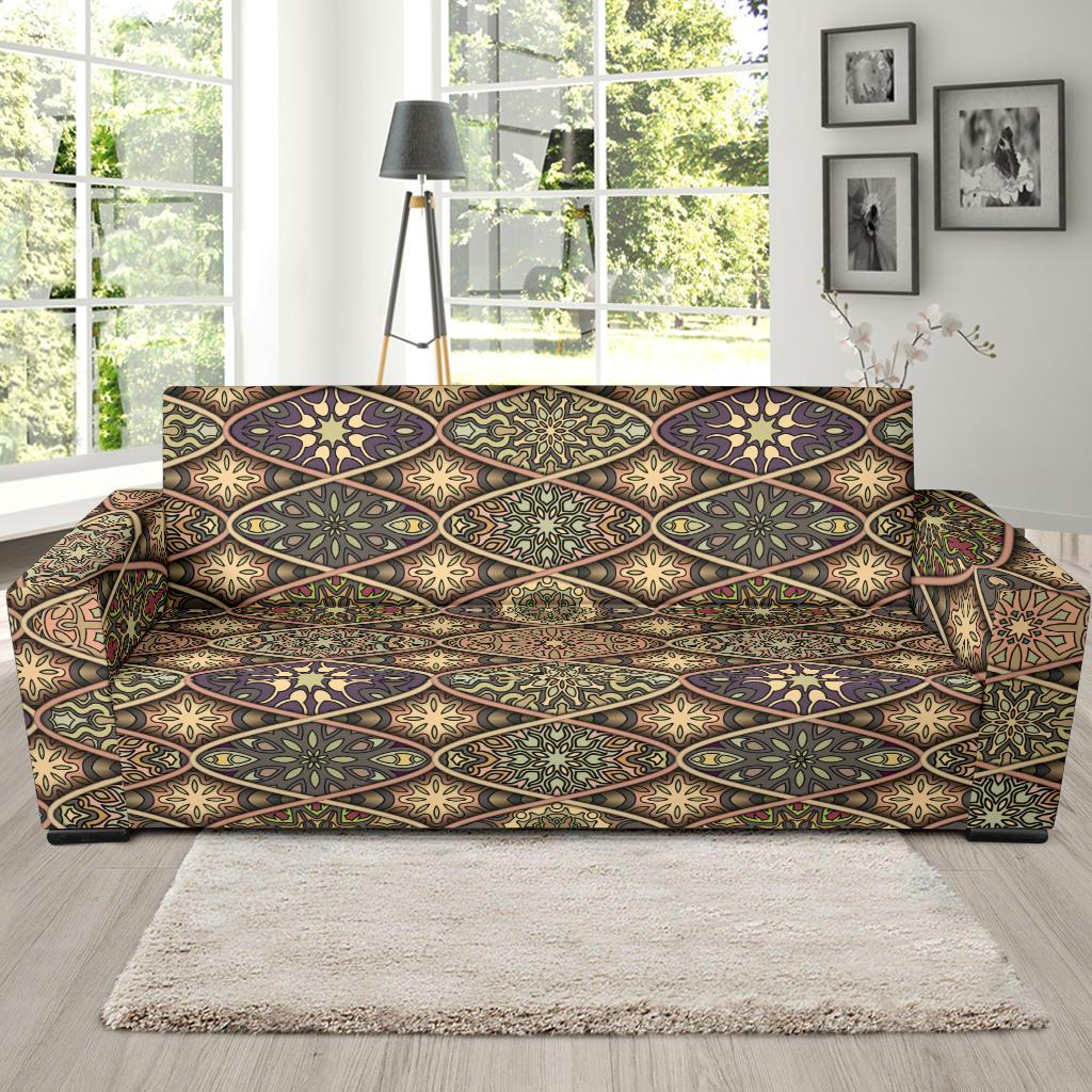 Mandala Motif Themed Design Print Sofa Slipcover-JTAMIGO.COM